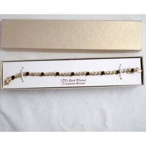 Vintage Diamond Tennis Bracelet with Black Stones in Box